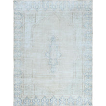 Load image into Gallery viewer, 9&#39;3&quot;x12&#39;10&quot; Worn Wool, Shaved Down, Hand Knotted, Ivory, Vintage Persian Kerman, Distressed Look, Oriental Rug FWR370392