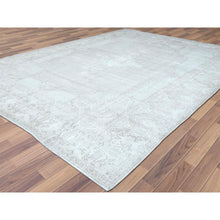 Load image into Gallery viewer, 9&#39;6&quot;x12&#39;5&quot; Shaved Down, Hand Knotted, Ivory, Vintage Persian Kerman, Distressed Look, Worn Wool, Oriental Rug FWR370758