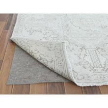 Load image into Gallery viewer, 9&#39;6&quot;x12&#39;5&quot; Shaved Down, Hand Knotted, Ivory, Vintage Persian Kerman, Distressed Look, Worn Wool, Oriental Rug FWR370758