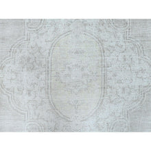 Load image into Gallery viewer, 9&#39;6&quot;x12&#39;5&quot; Shaved Down, Hand Knotted, Ivory, Vintage Persian Kerman, Distressed Look, Worn Wool, Oriental Rug FWR370758