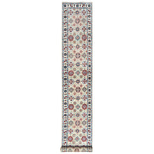 Load image into Gallery viewer, 2&#39;10&quot;x19&#39;4&quot; Hand Knotted, Taupe, Caucasian Design, Afghan Special Kazak with All Over Design, Pure Wool, Oriental XL Runner Rug FWR370962