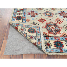 Load image into Gallery viewer, 2&#39;10&quot;x19&#39;4&quot; Hand Knotted, Taupe, Caucasian Design, Afghan Special Kazak with All Over Design, Pure Wool, Oriental XL Runner Rug FWR370962