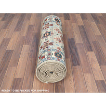 Load image into Gallery viewer, 2&#39;10&quot;x19&#39;4&quot; Hand Knotted, Taupe, Caucasian Design, Afghan Special Kazak with All Over Design, Pure Wool, Oriental XL Runner Rug FWR370962