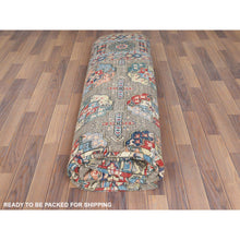 Load image into Gallery viewer, 9&#39;7&quot;x12&#39;9&quot; Afghan Special Kazak with Elephant Feet Design, Shiny Wool, Hand Knotted, Taupe, Oriental Rug FWR370980