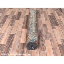 Load image into Gallery viewer, 3&#39;8&quot;x9&#39; Almond Brown, Vintage Persian Shiraz with Bird Figurines, Abrash Sheared Low Distressed Look Worn Wool Hand Knotted, Wide Runner Oriental Rug FWR371190