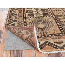 Load image into Gallery viewer, 4&#39;9&quot;x7&#39;4&quot; Brown, Hand Knotted Vintage Persian Bakhtiar with Garden Block Design, Sheared Low Distressed Look Worn Wool, Oriental Rug FWR371430