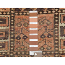 Load image into Gallery viewer, 4&#39;9&quot;x7&#39;4&quot; Brown, Hand Knotted Vintage Persian Bakhtiar with Garden Block Design, Sheared Low Distressed Look Worn Wool, Oriental Rug FWR371430