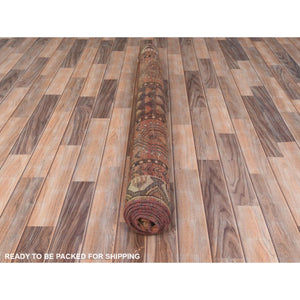 4'9"x7'4" Brown, Hand Knotted Vintage Persian Bakhtiar with Garden Block Design, Sheared Low Distressed Look Worn Wool, Oriental Rug FWR371430