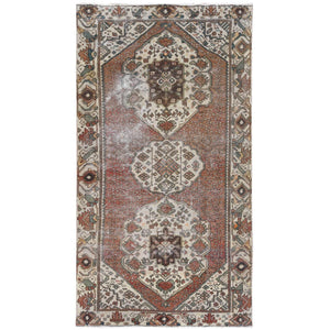 5'1"x9'9" Terracotta Red, Worn Wool Hand Knotted Vintage Persian Bakhtiar, Sheared Low Distressed Look, Gallery Size Runner Oriental Rug FWR371466