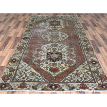 Load image into Gallery viewer, 5&#39;1&quot;x9&#39;9&quot; Terracotta Red, Worn Wool Hand Knotted Vintage Persian Bakhtiar, Sheared Low Distressed Look, Gallery Size Runner Oriental Rug FWR371466