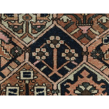 Load image into Gallery viewer, 7&#39;x9&#39;5&quot; Mocha Brown, Vintage Persian Bakhtiar with Garden Patch Design Cropped Thin, Distressed Look Worn Wool Hand Knotted, Oriental Rug FWR371484