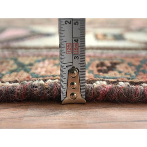 7'x9'5" Mocha Brown, Vintage Persian Bakhtiar with Garden Patch Design Cropped Thin, Distressed Look Worn Wool Hand Knotted, Oriental Rug FWR371484