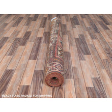Load image into Gallery viewer, 4&#39;10&quot;x11&#39;7&quot; Hazelnut Brown, Vintage Persian Bakhtiar with Garden Block Design, Cropped Thin Distressed Look Worn Wool Hand Knotted, Wide Runner Oriental Rug FWR371508