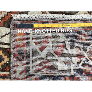 5'3"x10'10" Hazelnut Brown, Distressed Look Worn Wool Hand Knotted, Vintage Persian Bakhtiar Sheared Low, Wide Runner Oriental Rug FWR371514