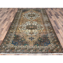 Load image into Gallery viewer, 5&#39;x9&#39;7&quot; Mocha Brown, Vintage Persian Bakhtiar Sheared Low, Distressed Look Worn Wool Hand Knotted, Wide Runner Oriental Rug FWR371526