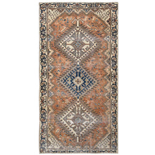 Load image into Gallery viewer, 5&#39;x9&#39;8&quot; Hazelnut Brown, Hand Knotted Vintage Persian Bakhtiar with Small Animal Figurines, Cropped Thin Distressed Look Worn Wool, Wide Runner Oriental Rug FWR371532