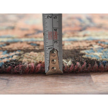 Load image into Gallery viewer, 3&#39;2&quot;x9&#39;6&quot; Sunset Colors, Hand Knotted Vintage Persian Hamadan With Fish Repetitive Design, Cropped Thin Distressed Look Worn Wool, Wide Runner Oriental Rug FWR371652