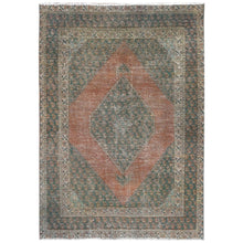 Load image into Gallery viewer, 4&#39;1&quot;x6&#39; Honey Brown, Hand Knotted Vintage Persian Shiraz Sheared Low, Distressed Look Worn Wool, Oriental Rug FWR371718