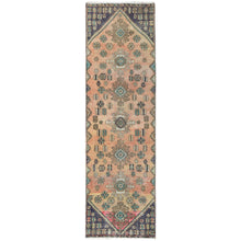 Load image into Gallery viewer, 2&#39;7&quot;x8&#39;9&quot; Sunset Colors Distressed Look Worn Wool Hand Knotted, Vintage Persian Bakhtiar Sheared Low, Narrow Runner Oriental Rug FWR371766