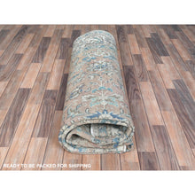 Load image into Gallery viewer, 8&#39;x11&#39;7&quot; Peach Color Worn Wool, Cropped Thin, Hand Knotted Distressed Look Vintage Persian Tabriz Oriental Rug FWR371886