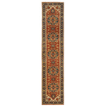 Load image into Gallery viewer, 2&#39;6&quot;x12&#39;2&quot; Organic Wool Red Antiqued Heriz Re-Creation Hand Knotted Oriental Runner Rug FWR372066