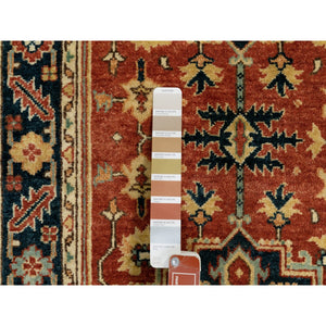 2'6"x12'2" Organic Wool Red Antiqued Heriz Re-Creation Hand Knotted Oriental Runner Rug FWR372066