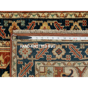 2'6"x12'2" Organic Wool Red Antiqued Heriz Re-Creation Hand Knotted Oriental Runner Rug FWR372066