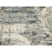 Load image into Gallery viewer, 4&#39;1&quot;x10&#39; Gray Abstract Design Wool and Silk Hi-Low Pile Hand Knotted Oriental Wide Runner Rug FWR372150
