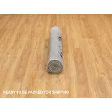 Load image into Gallery viewer, 4&#39;1&quot;x10&#39; Gray Abstract Design Wool and Silk Hi-Low Pile Hand Knotted Oriental Wide Runner Rug FWR372150
