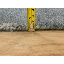 Load image into Gallery viewer, 4&#39;1&quot;x10&#39; Gray Abstract Design Wool and Silk Hi-Low Pile Hand Knotted Oriental Wide Runner Rug FWR372150