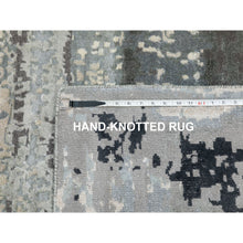 Load image into Gallery viewer, 4&#39;1&quot;x10&#39; Gray Abstract Design Wool and Silk Hi-Low Pile Hand Knotted Oriental Wide Runner Rug FWR372150