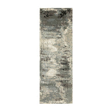 Load image into Gallery viewer, 4&#39;x12&#39; Hand Knotted Taupe Abstract Design Wool and Silk Wide Runner Hi-Low Pile Oriental Rug FWR372204