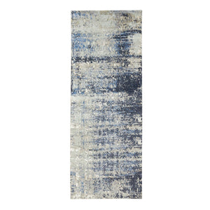 4'x11'9" Hand Knotted Abstract With Mosaic Design Wool And Silk Oriental Wide Runner Rug FWR372222