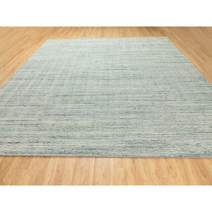 11'10"x11'10" Seafoam Green Hand Loomed Variegated Textured Design Organic Wool Transitional Oriental Square Rug FWR372312