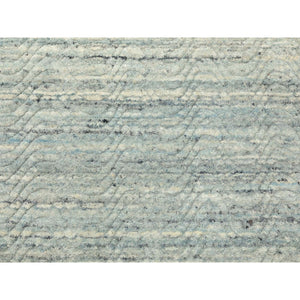 11'10"x11'10" Seafoam Green Hand Loomed Variegated Textured Design Organic Wool Transitional Oriental Square Rug FWR372312