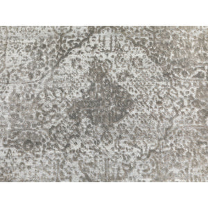 6'x6' Round Grey Broken Persian Design Wool And Pure Silk Hand Knotted Oriental Rug FWR372324