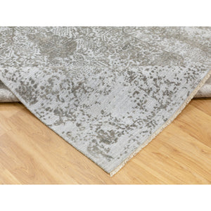 6'x9' Grey Broken Persian Design Wool And Pure Silk Hand Knotted Oriental Rug FWR372342