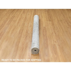 6'x9' Grey Broken Persian Design Wool And Pure Silk Hand Knotted Oriental Rug FWR372342
