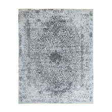 Load image into Gallery viewer, 8&#39;x10&#39;1&quot; Hand Knotted Grey Broken Persian Design Wool And Pure Silk Oriental Rug FWR372348