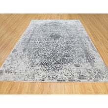 Load image into Gallery viewer, 8&#39;x10&#39;1&quot; Hand Knotted Grey Broken Persian Design Wool And Pure Silk Oriental Rug FWR372348