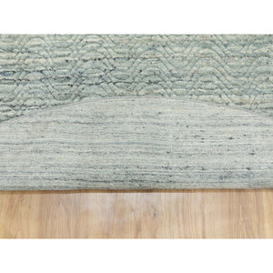 10'x10' Seafoam Green Hand Loomed Variegated Textured Design Organic Wool Transitional Oriental Round Rug FWR372372