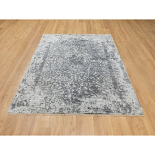 Load image into Gallery viewer, 5&#39;3&quot;x7&#39; Wool And Pure Silk Grey Broken Persian Design Hand Knotted Oriental Rug FWR372408