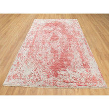 Load image into Gallery viewer, 6&#39;x9&#39;2&quot; Hand Knotted Pink Broken Persian Design Wool And Pure Silk Oriental Rug FWR372414