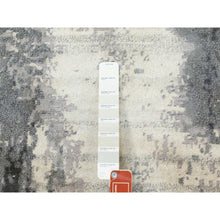 Load image into Gallery viewer, 2&#39;5&quot;x8&#39; Charcoal Black Abstract Design Wool and Silk Hand Knotted Oriental Runner Rug FWR372420