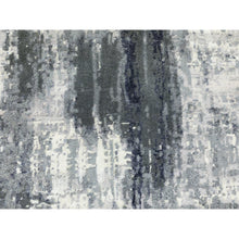 Load image into Gallery viewer, 2&#39;5&quot;x8&#39; Charcoal Black Abstract Design Wool and Silk Hand Knotted Oriental Runner Rug FWR372420