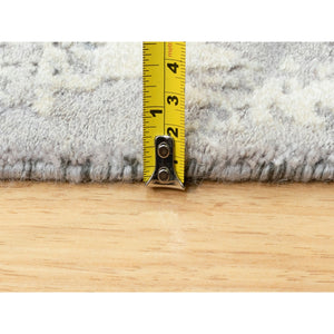 2'5"x8' Charcoal Black Abstract Design Wool and Silk Hand Knotted Oriental Runner Rug FWR372420