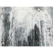 Load image into Gallery viewer, 2&#39;6&quot;x10&#39; Charcoal Black Abstract Design Wool and Silk Hand Knotted Runner Oriental Rug FWR372426