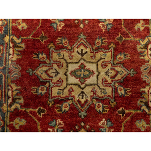 2'1"x3' Red Hand Knotted Karajeh Design Pure Wool Oriental Rug FWR372540