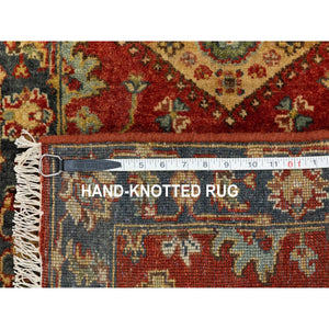 2'1"x3' Red Hand Knotted Karajeh Design Pure Wool Oriental Rug FWR372540