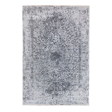 Load image into Gallery viewer, 6&#39;1&quot;x9&#39;2&quot; Grey Broken Persian Design Wool And Pure Silk Hand Knotted Oriental Rug FWR372564